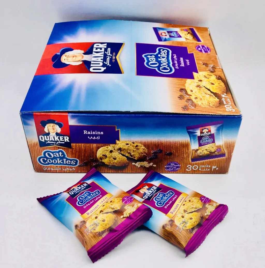 بسكويت كويكركوكيز الشوفان بالزبيب8x30